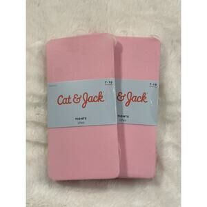 Cat & Jack Pink Tights Size 7-10 Girls 2 pairs Machine Washable NEW